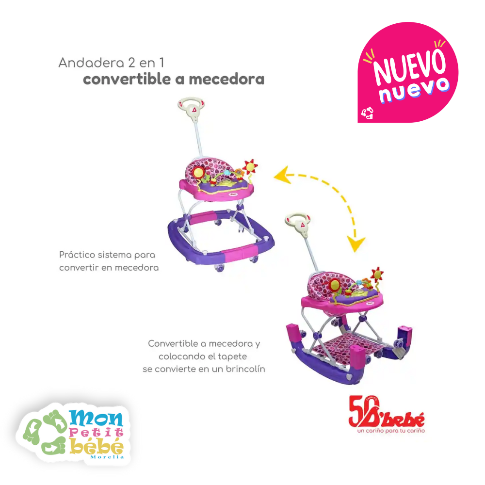 Andadera Mecedora Sunshine D´bebé Rosa