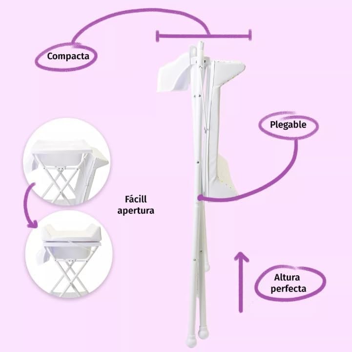 Bañera Para Bebé Plegable Con Cambiador Y Organizador Gris Estreillitas