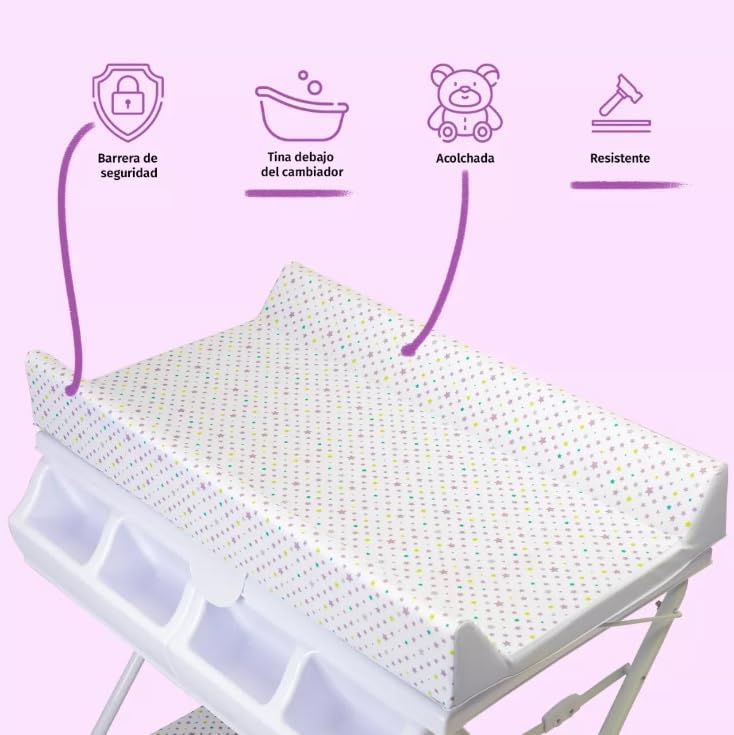 Bañera Para Bebé Plegable Con Cambiador Y Organizador Gris Estreillitas