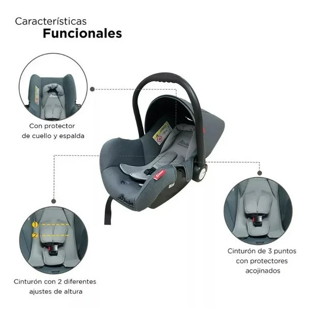 Portabebé Autoasiento D'Bebé Mai Travel 3 en 1 Gris