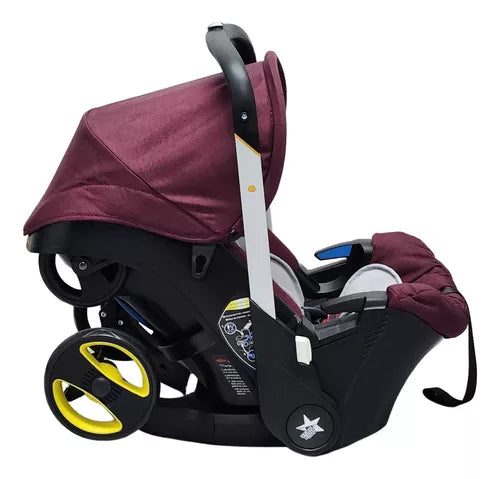 Carriola Polux estilo Doona Convertible a Portabebé color Vino