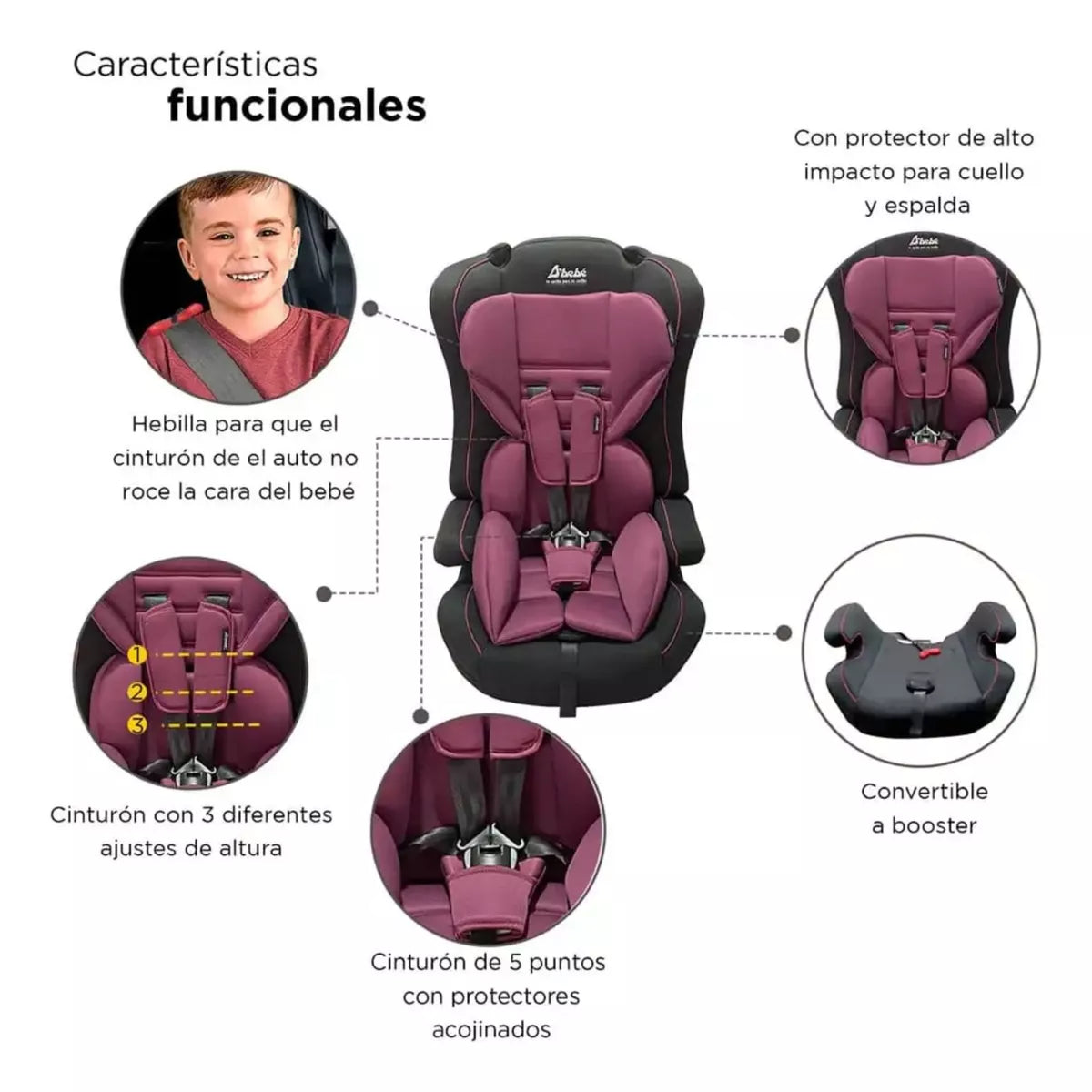 Autoasiento Maxi 2 en 1 D´Bebé color Morado