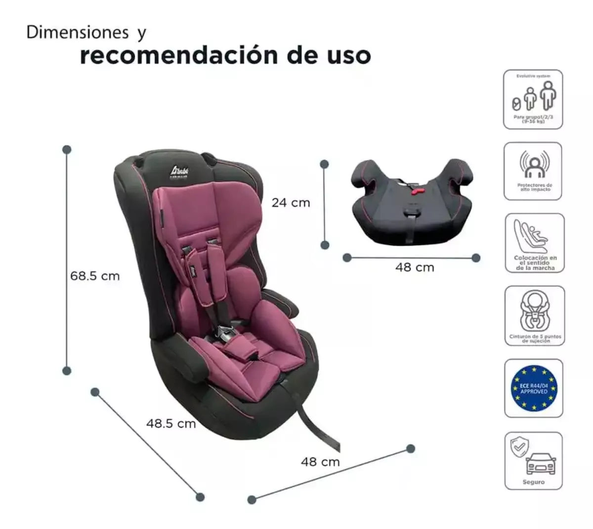 Autoasiento Maxi 2 en 1 D´Bebé color Morado
