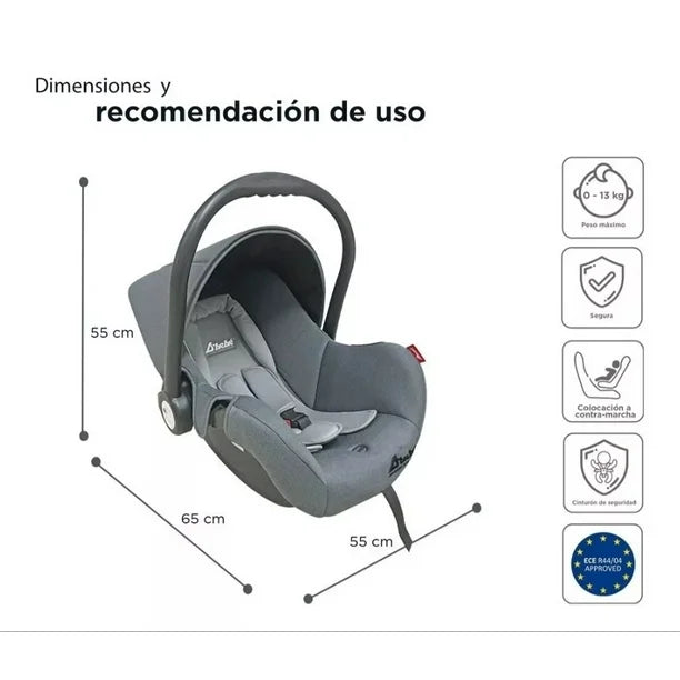 Portabebé Autoasiento D'Bebé Mai Travel 3 en 1 Gris