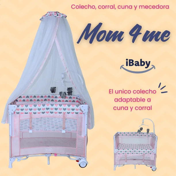 Cuna Corral Colecho Mom 4 Me Rosa