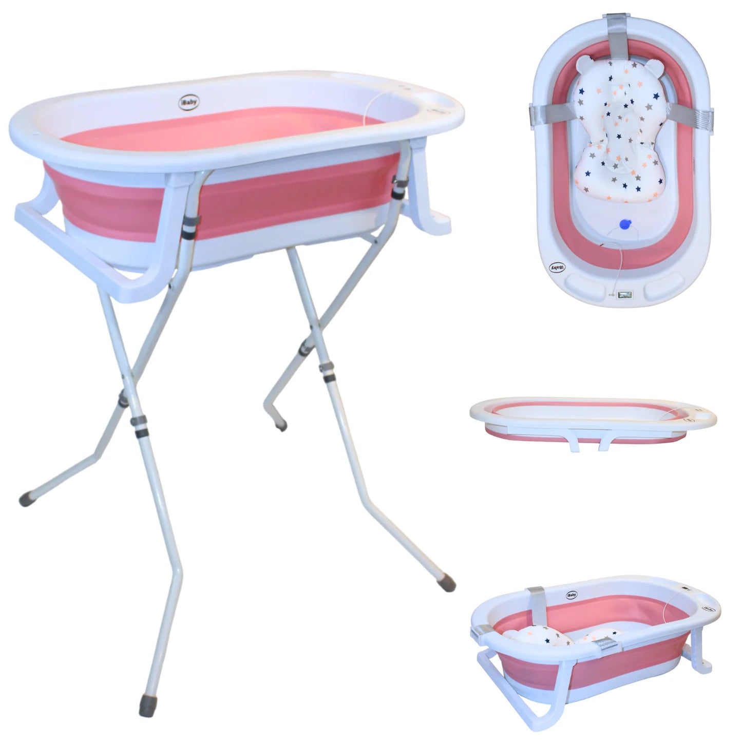 Bañera Plegable con Base Santori Ibaby Rosa