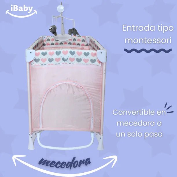 Cuna Corral Colecho Mom 4 Me Rosa