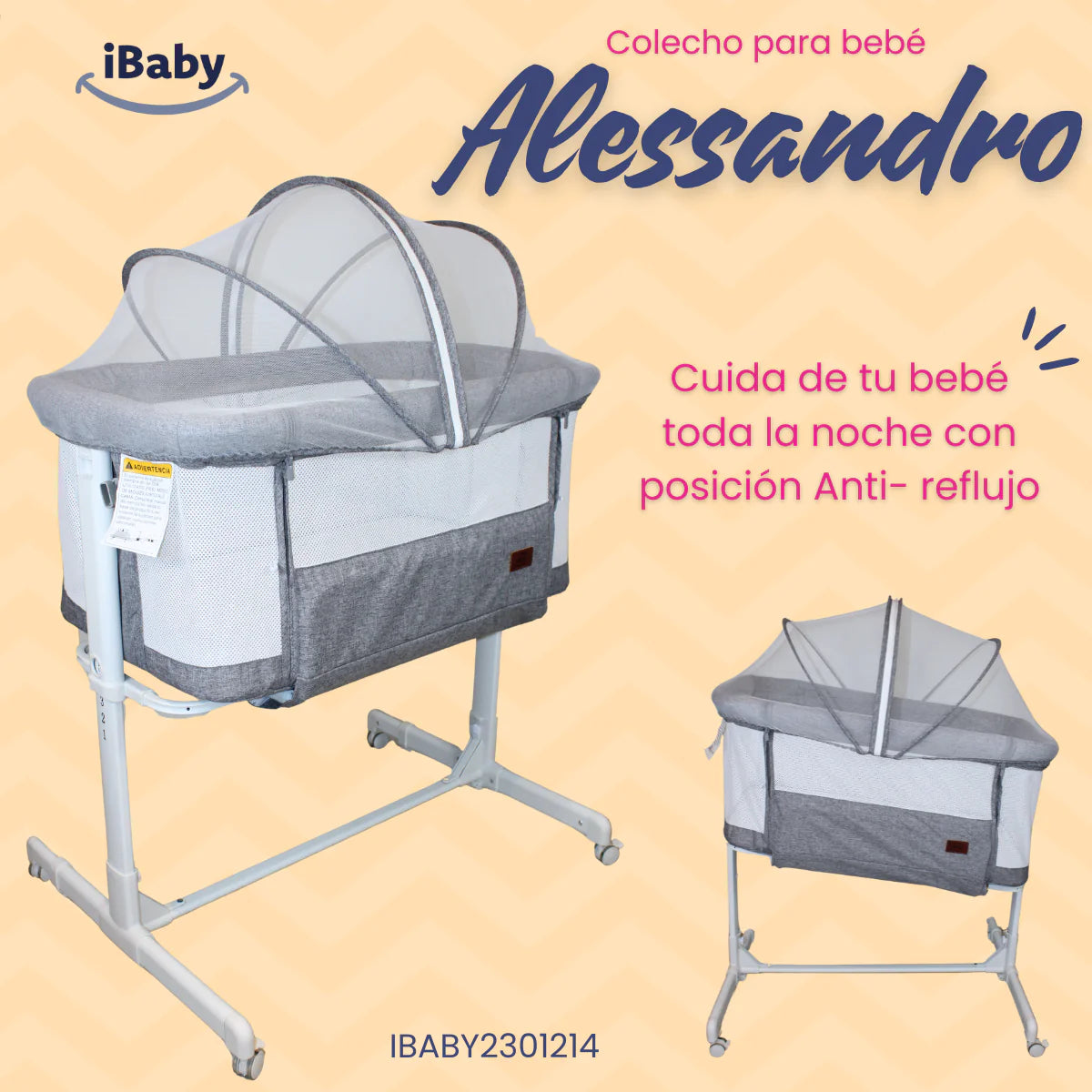 Cuna Colecho 2 en 1 Alessandro Gris