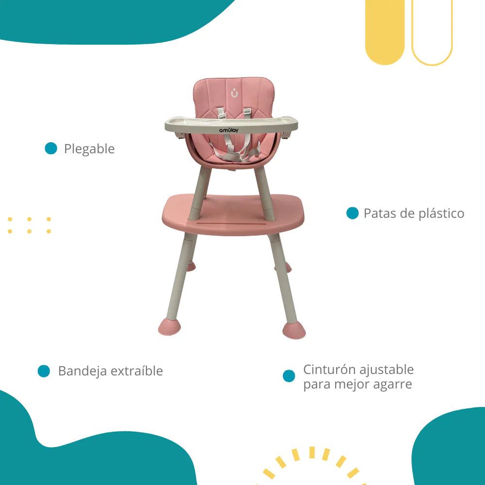 Silla Alta 7 en 1 Rosa