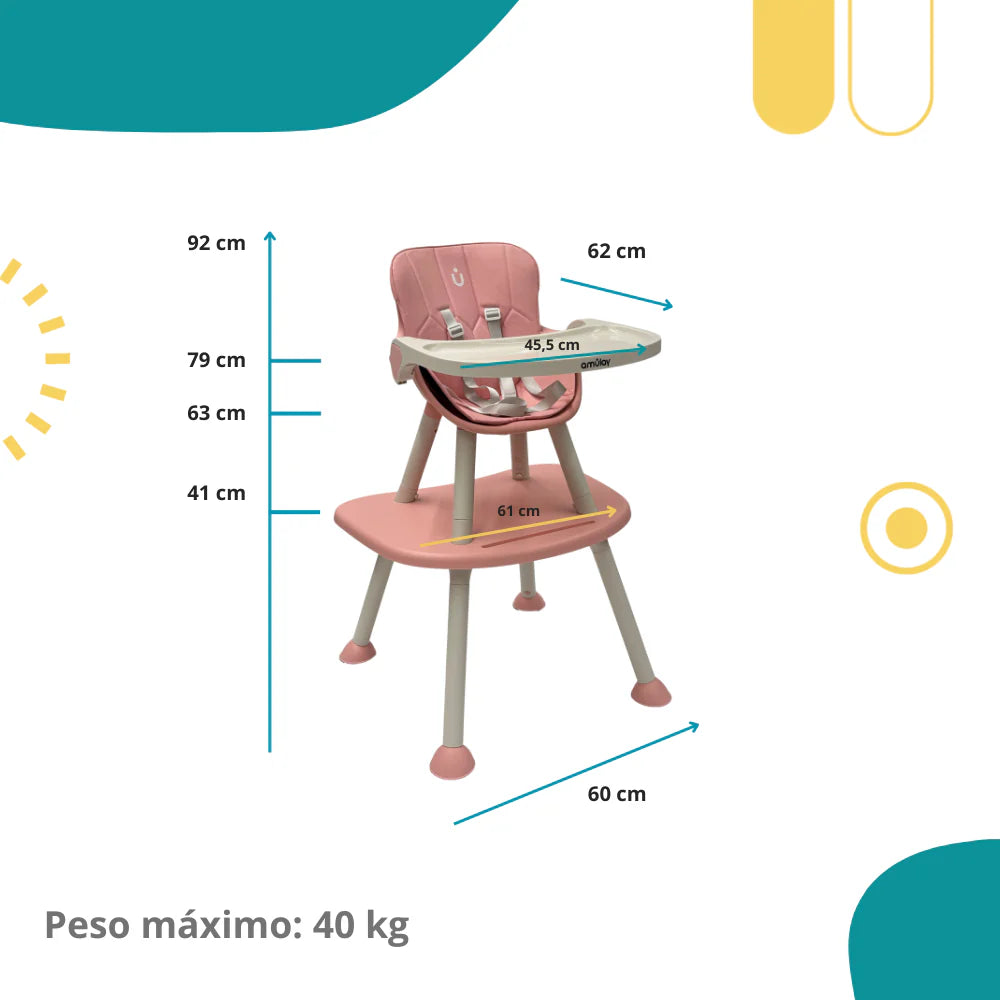 Silla Alta 7 en 1 Rosa