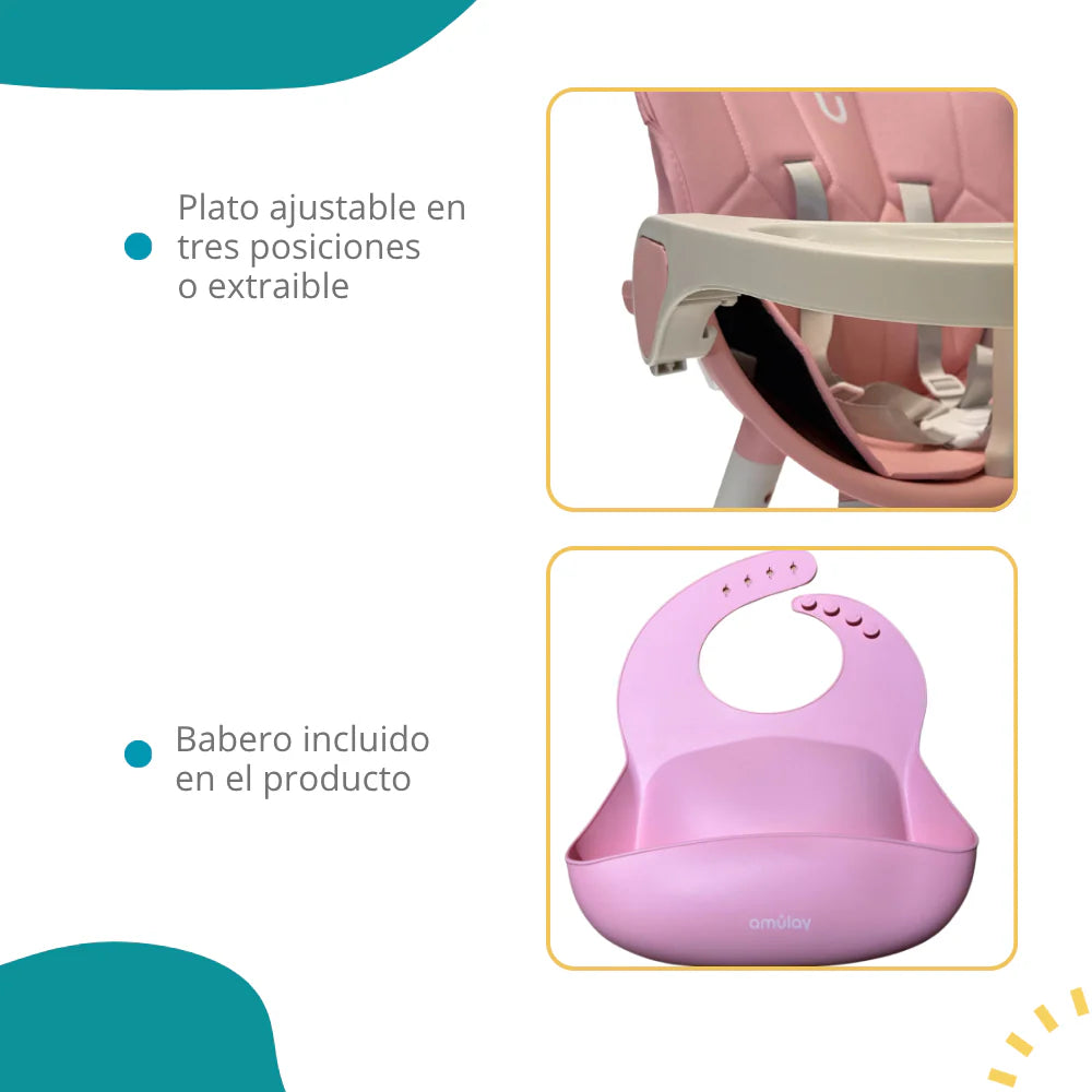 Silla Alta 7 en 1 Rosa