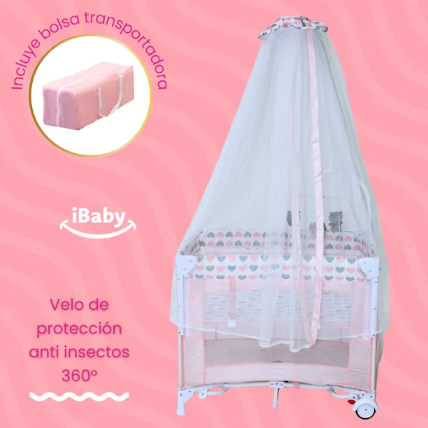 Cuna Corral Colecho Mom 4 Me Rosa