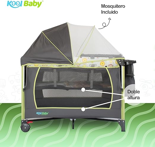 KOOL BABY Corralito para bebé con toldo mosquitero, cuna, cambiador y – Mon  Petit Bebe Store