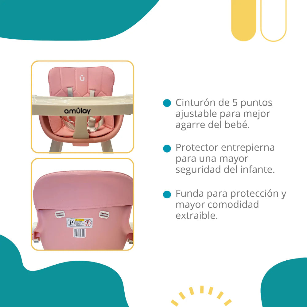 Silla Alta 7 en 1 Rosa