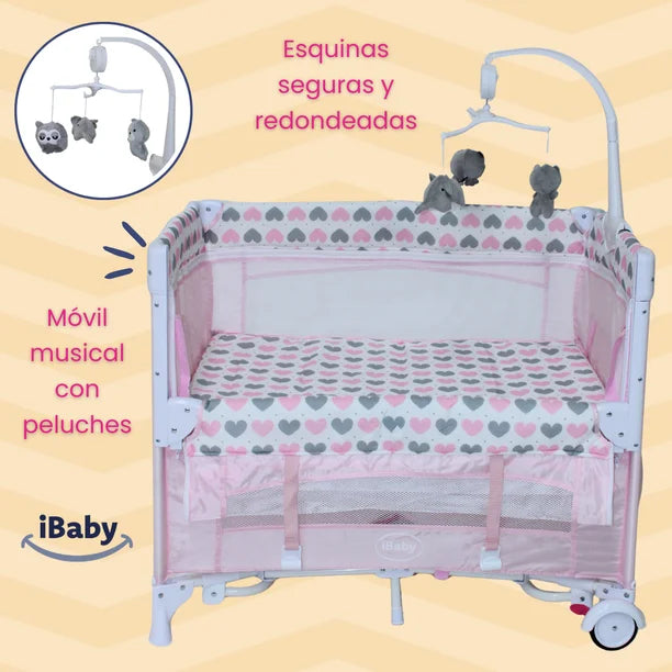 Cuna Corral Colecho Mom 4 Me Rosa