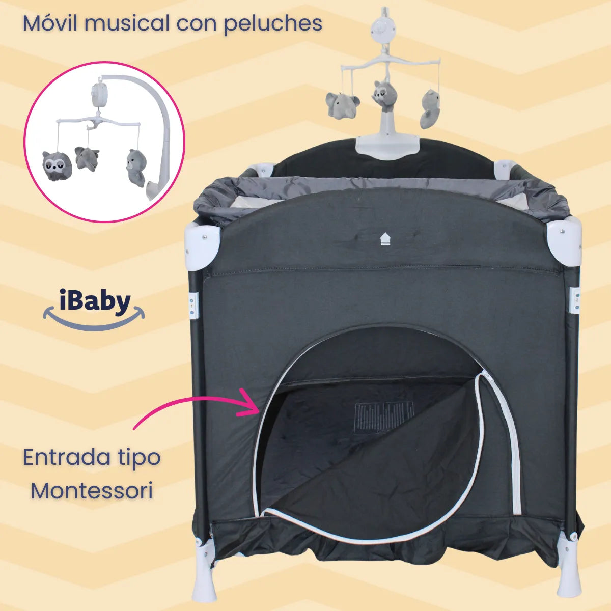 Cuna Colecho Mecedora Titi Negro