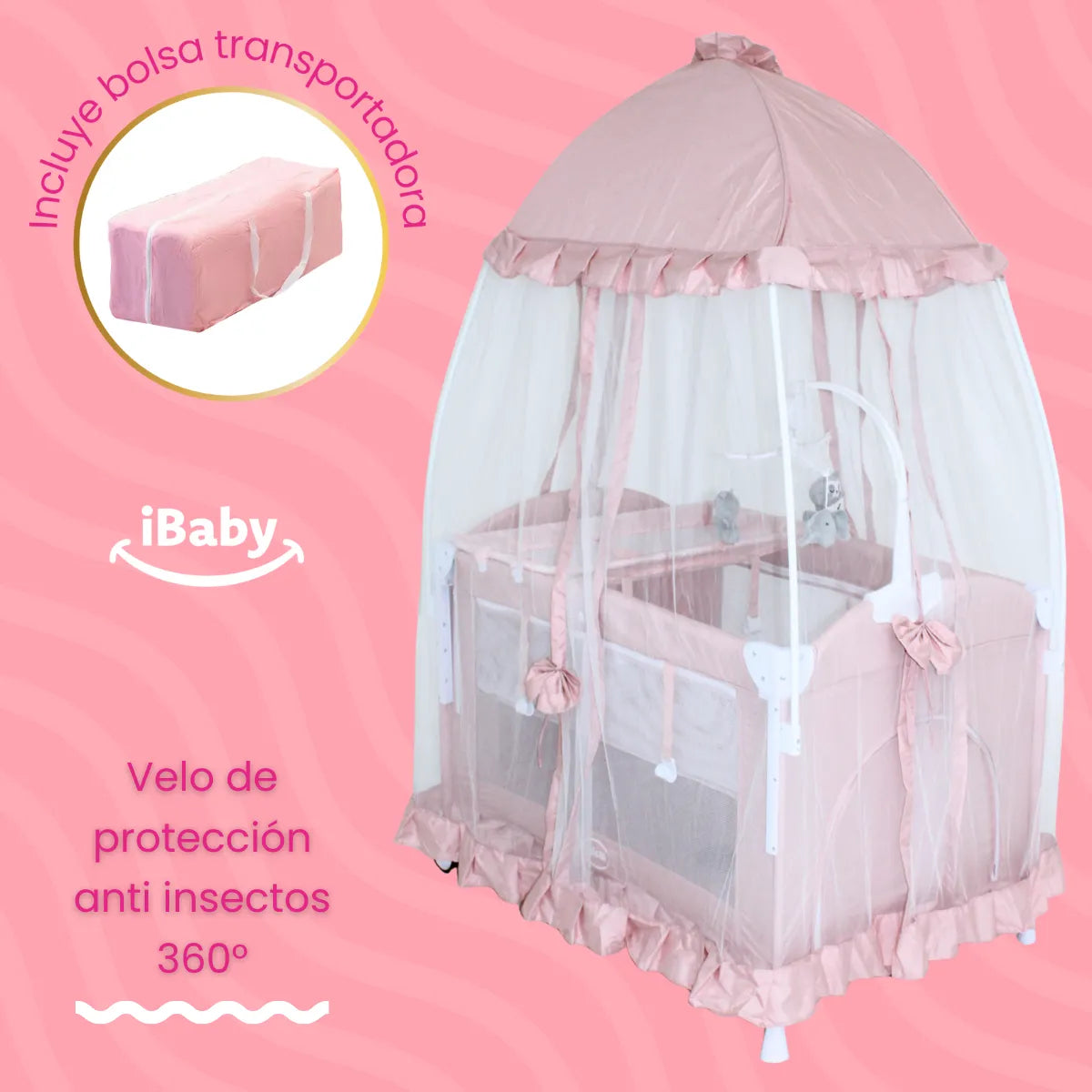 Cuna Colecho Mecedora Titi Rosa