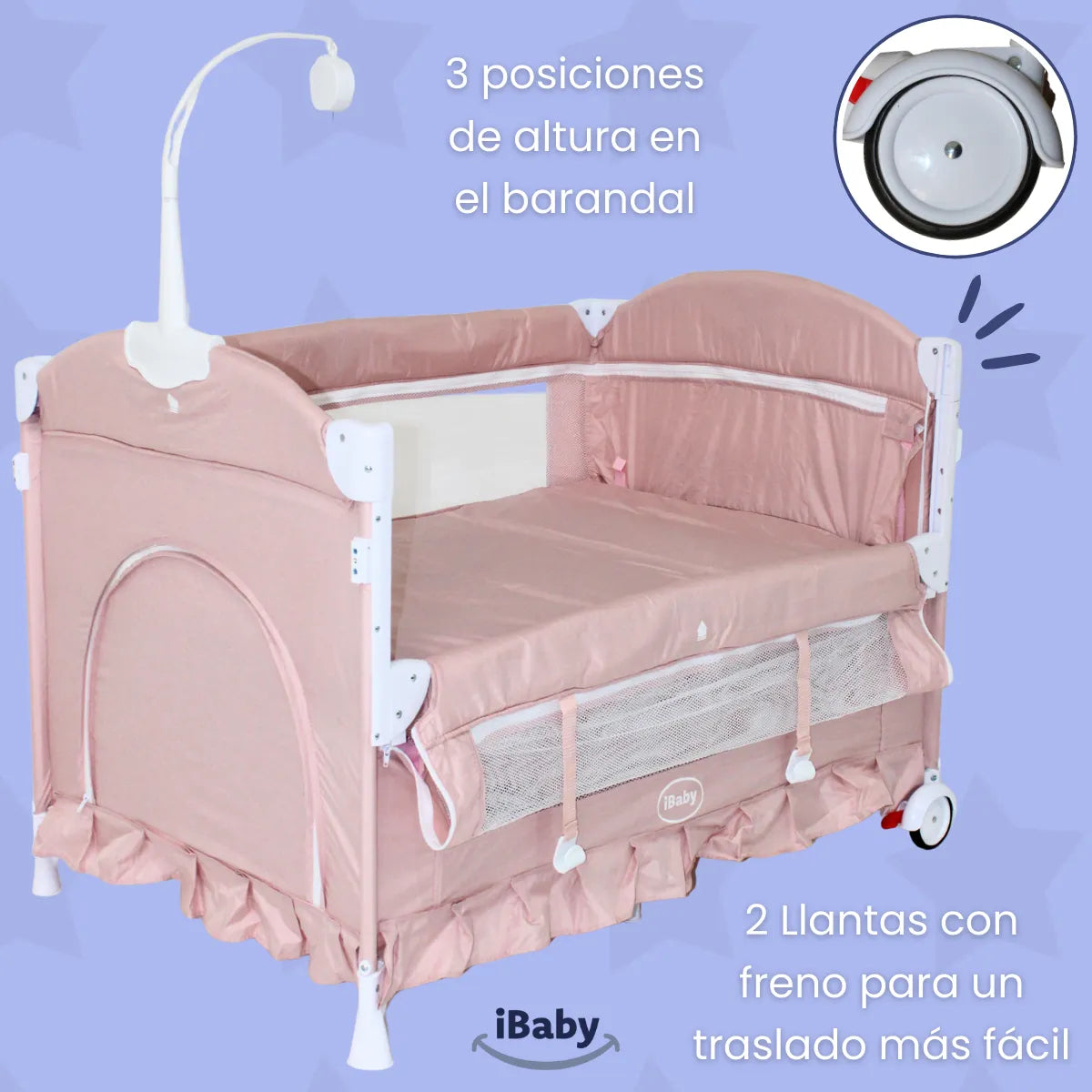Cuna Colecho Mecedora Titi Rosa