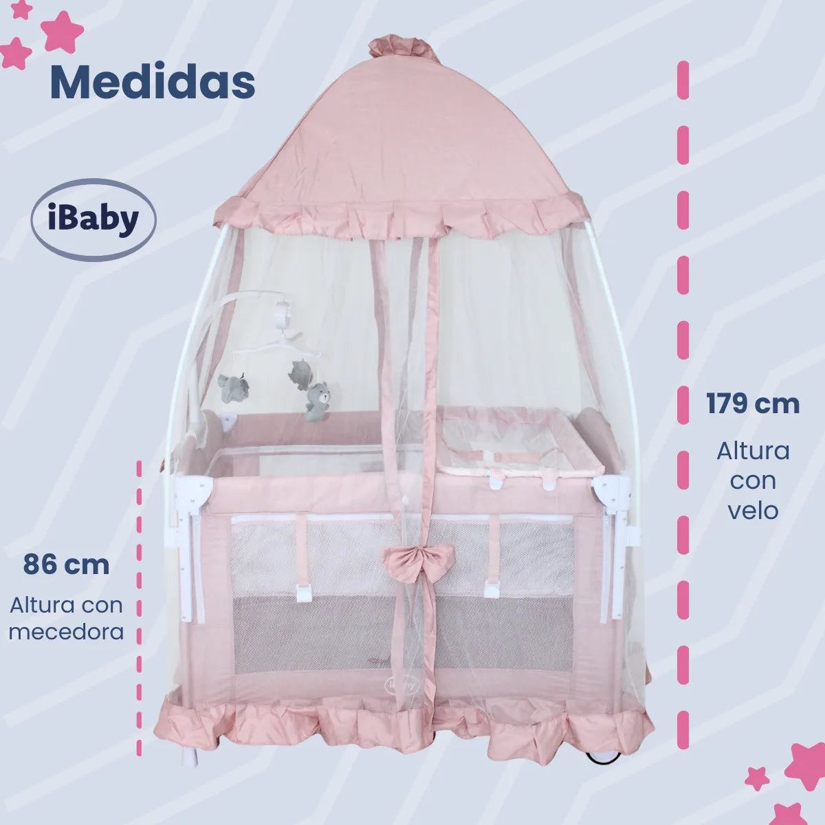 Cuna Colecho Mecedora Titi Rosa