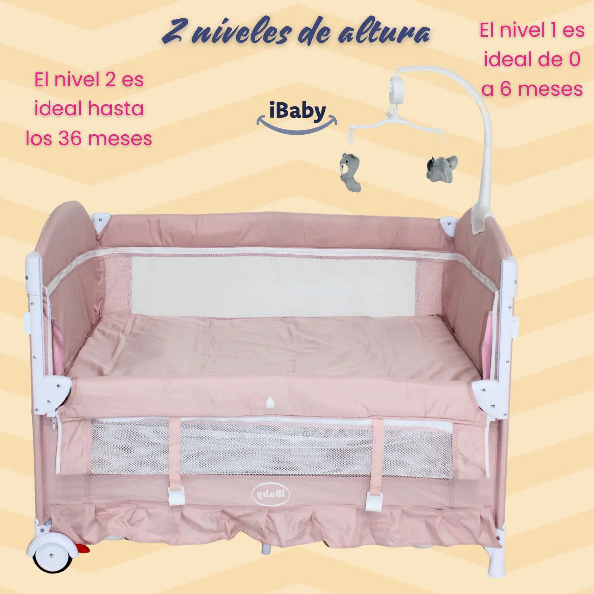 Cuna Colecho Mecedora Titi Rosa