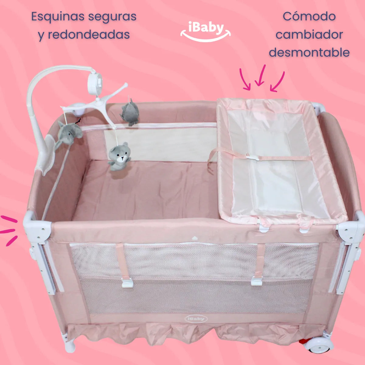 Cuna Colecho Mecedora Titi Rosa