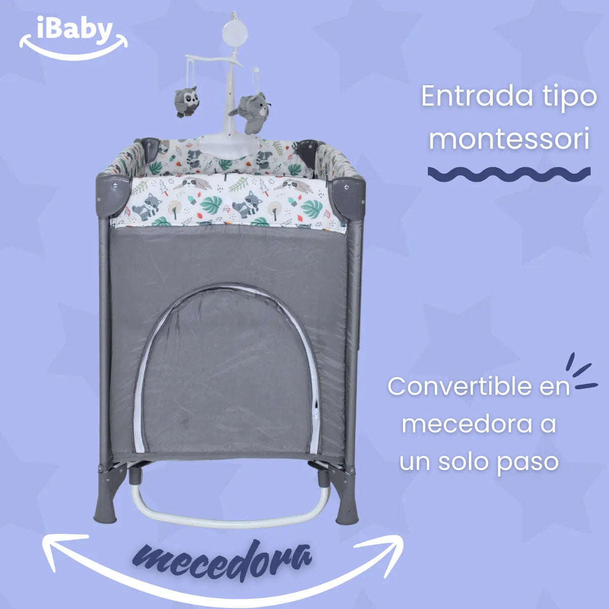 Cuna Corral Colecho Mom 4 Me Gris