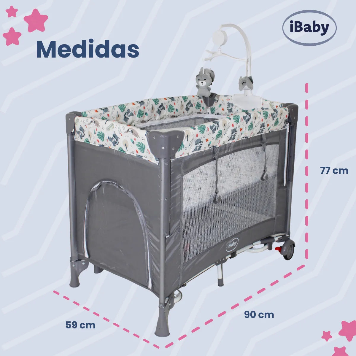 Cuna Corral Colecho Mom 4 Me Gris