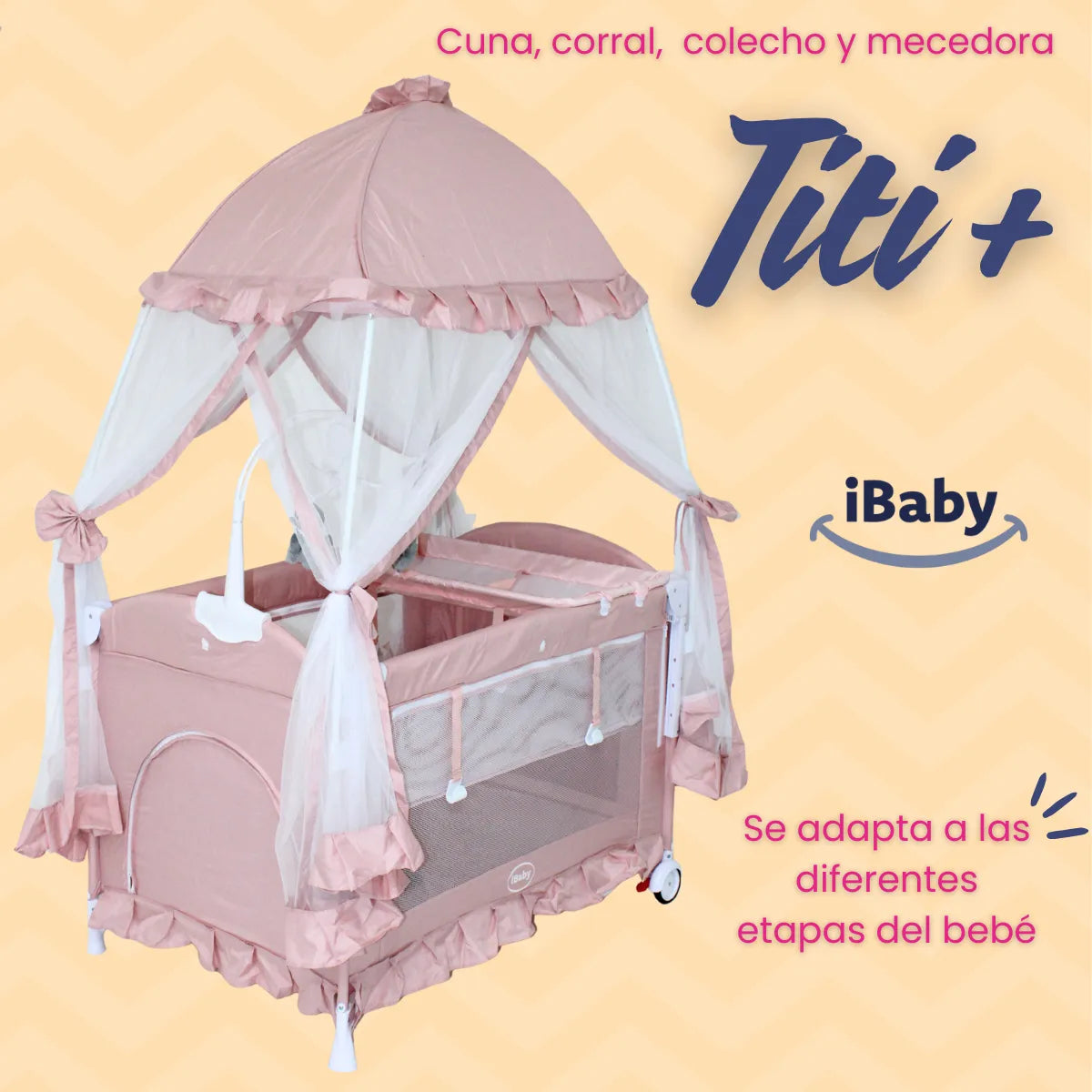 Cuna Colecho Mecedora Titi Rosa