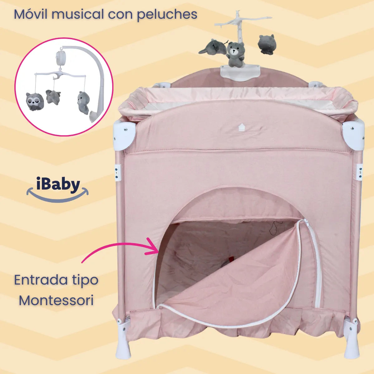 Cuna Colecho Mecedora Titi Rosa