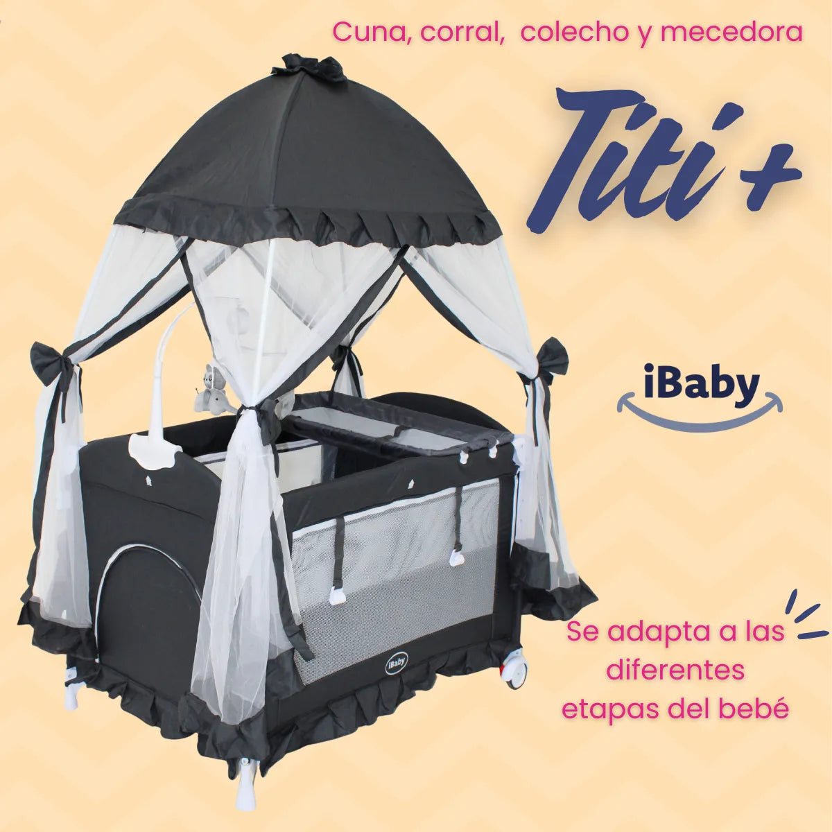 Cuna Colecho Mecedora Titi Negro