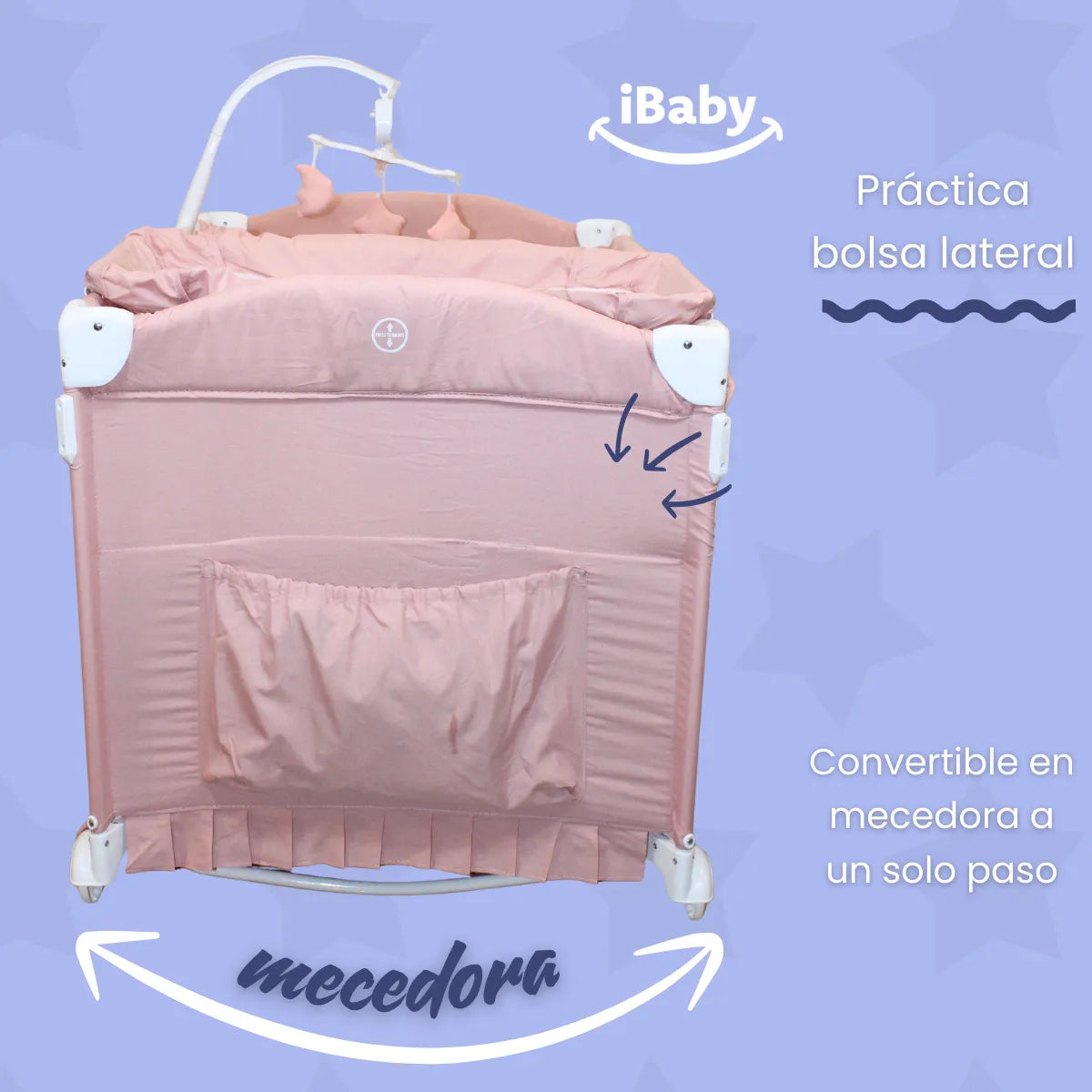 Cuna Colecho Mecedora Titi Rosa