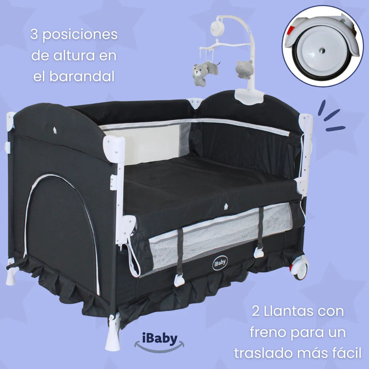 Cuna Colecho Mecedora Titi Negro