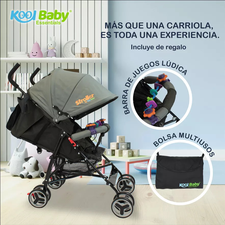 Carriola De Bastón Plegable Para Bebé Kool Baby Car-104 Color Gris