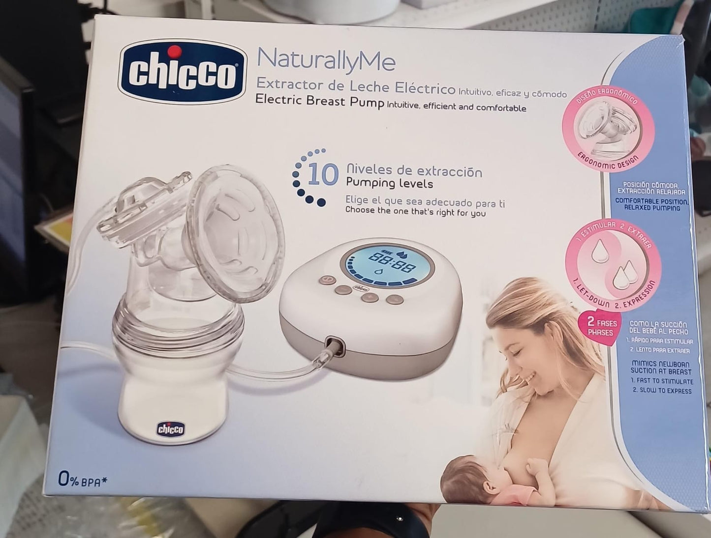 SEMINUEVO Extractor de Leche Materna eléctrico Naturally Me Chicco 3930.1