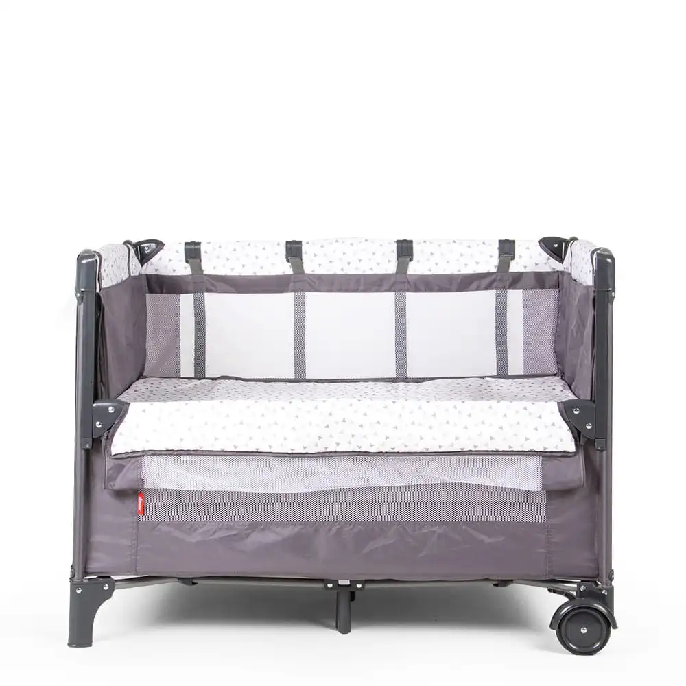 Cuna Corral Colecho D'Bebé Gris Love & Care con Mosquitero