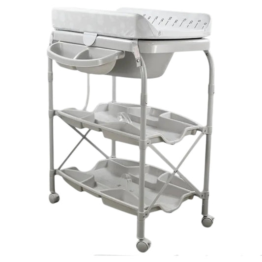 Bañera Alta con Cambiador con Niveles de Guardado Gris